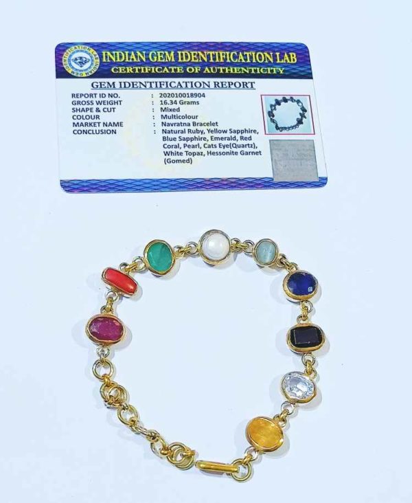 Certified Navratna Bracelet Natural Stones in Panchdhatu – Shivaago